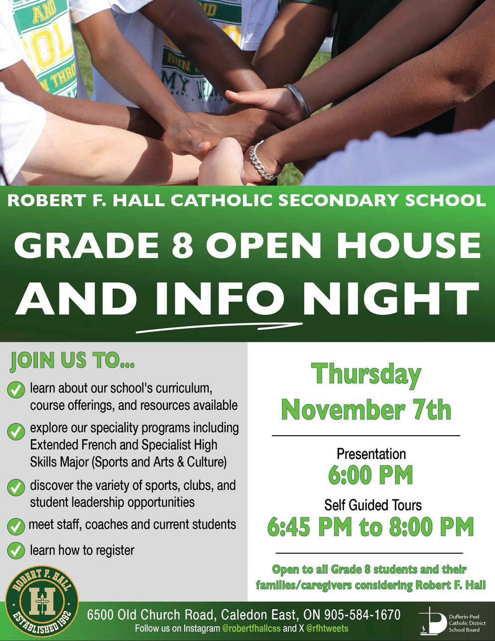 Grade 8 Open House Flyer - November 2024